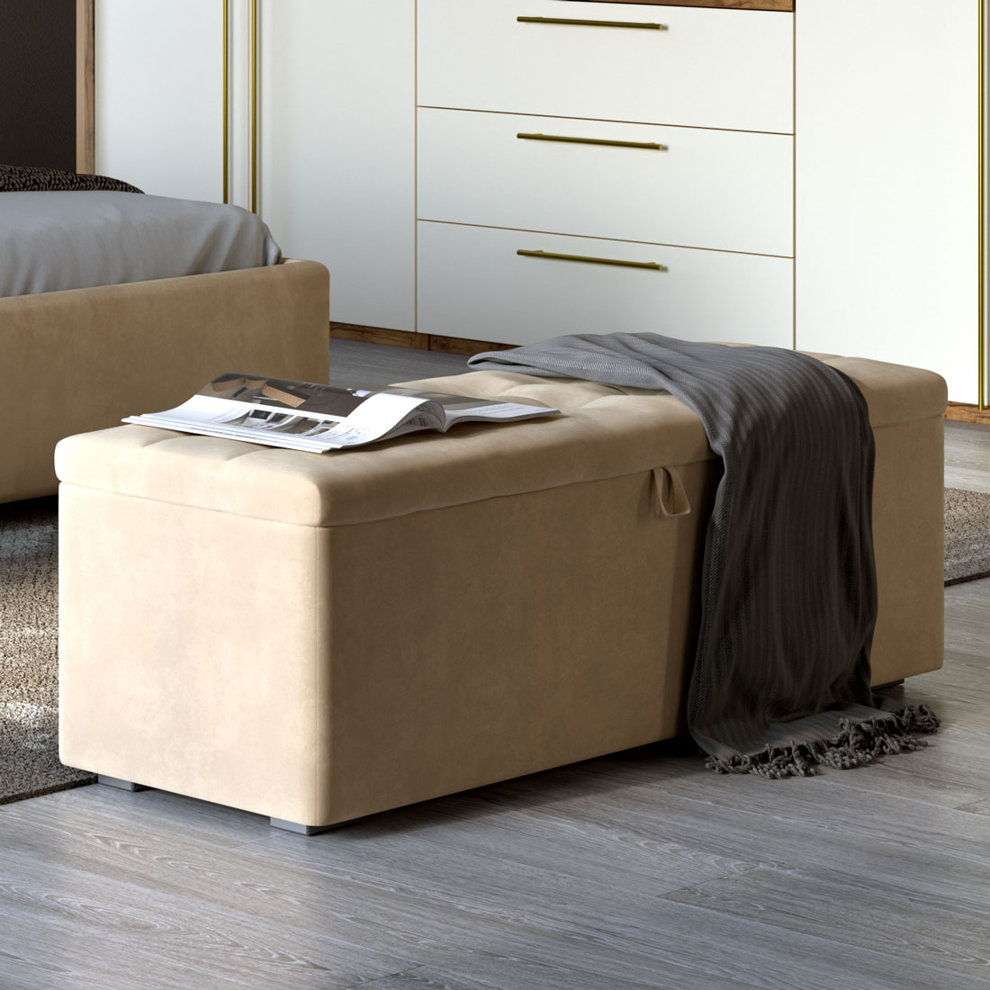 Пуф с откидной крышкой 140х40 (Kenya Beige)