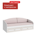 Кровать-тахта 90х200 Верди с матрасом (дуб Белуна/Bella 16)
